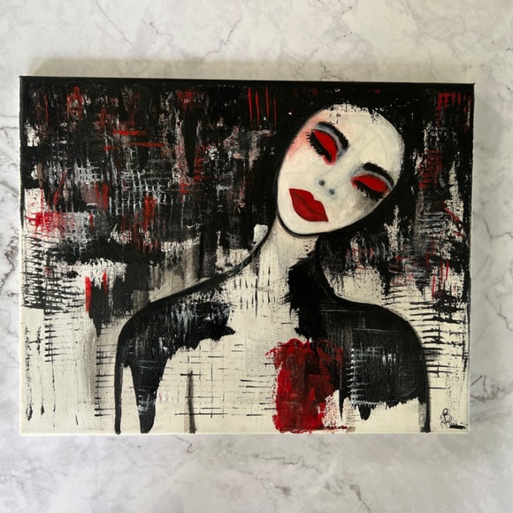 Broken Heart - Abstract Acrylic Painting of a Woman | Original Artwork 11x14 - Picture 4 of 7